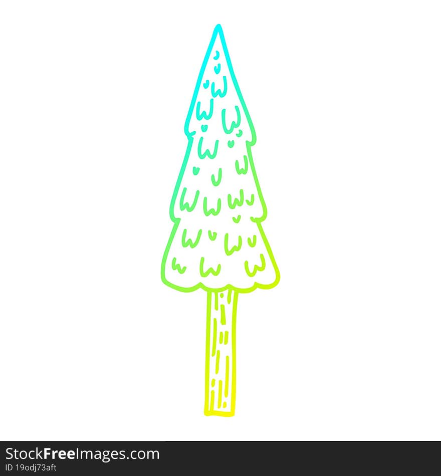 cold gradient line drawing cartoon pine trees