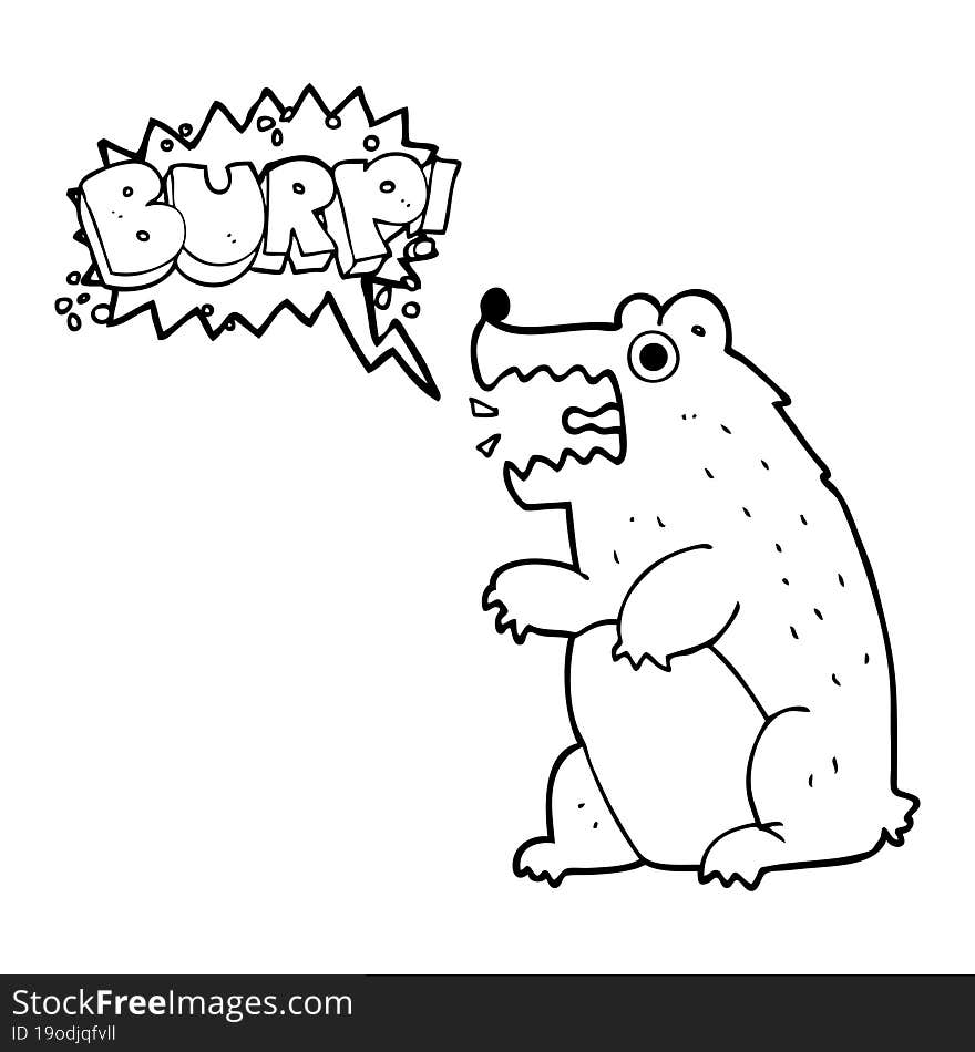 speech bubble cartoon bear burping