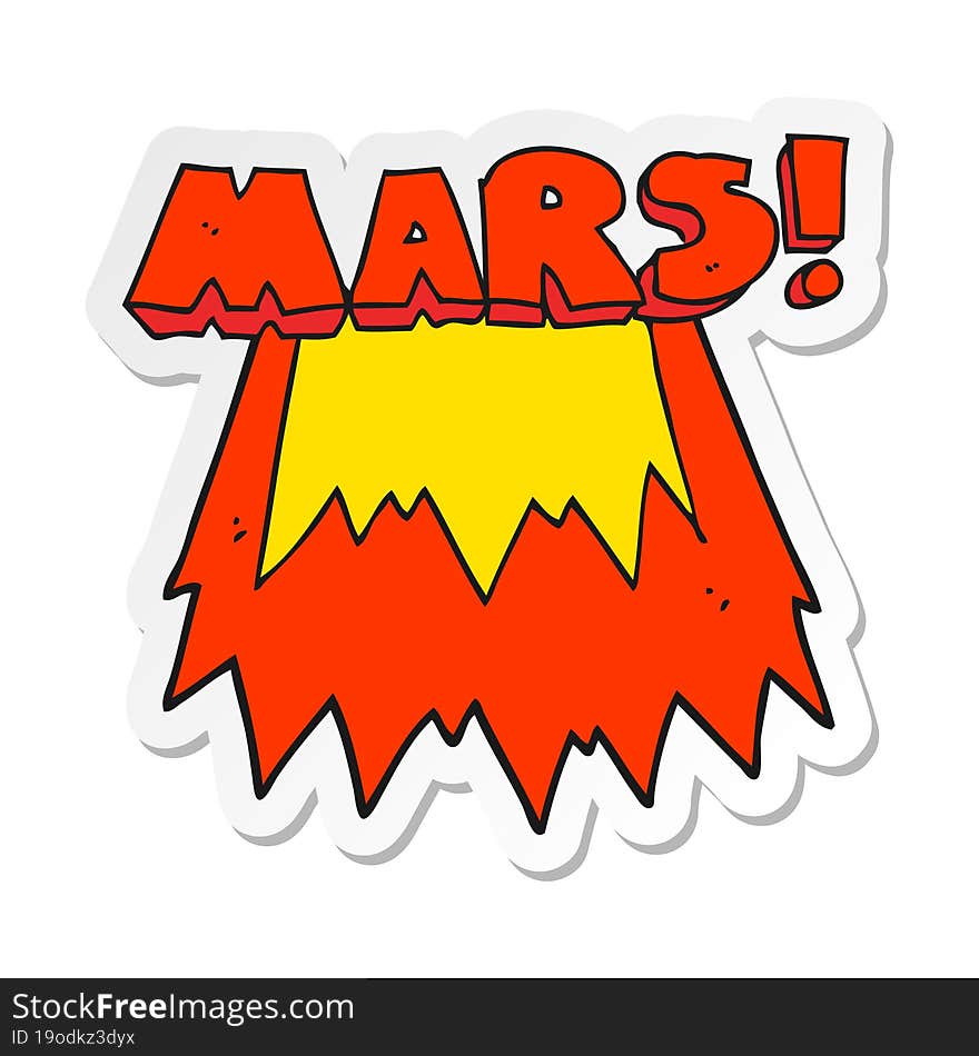 sticker of a cartoon Mars text symbol