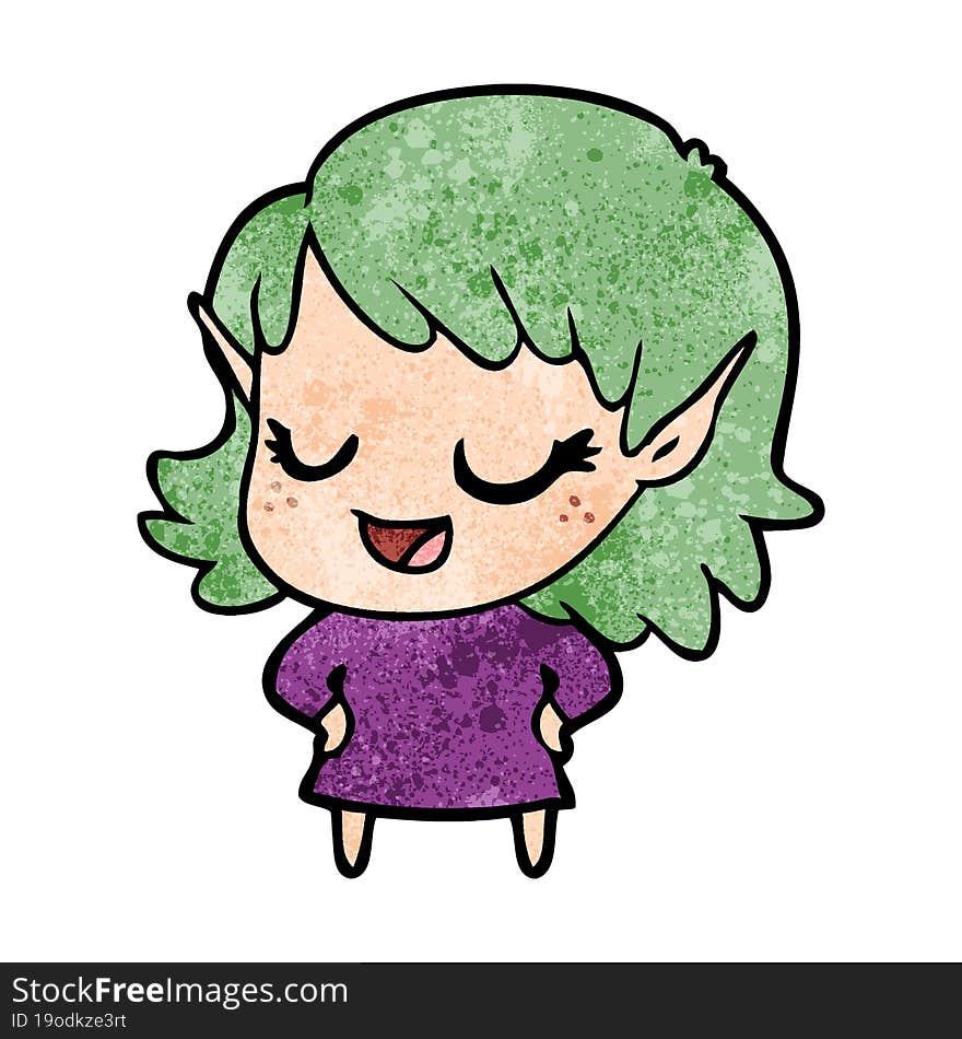 happy cartoon elf girl. happy cartoon elf girl