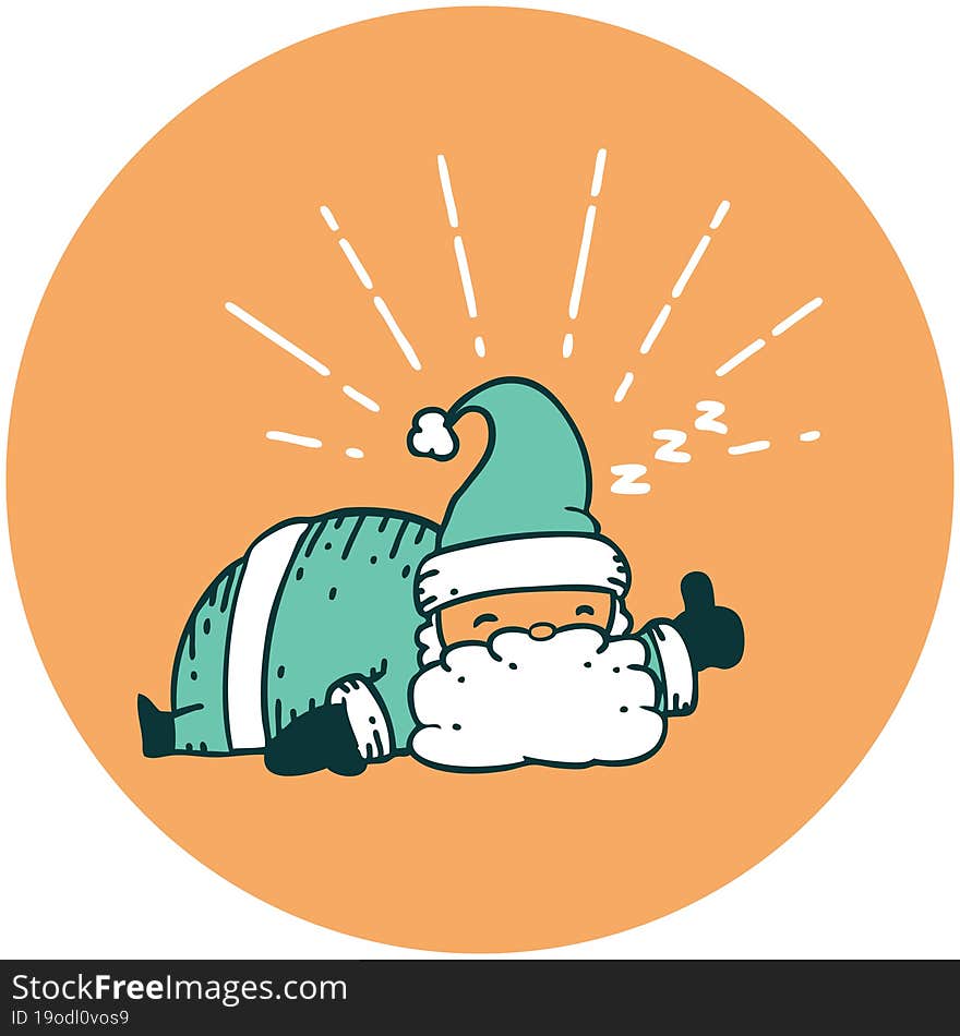 icon of tattoo style santa claus christmas character sleeping