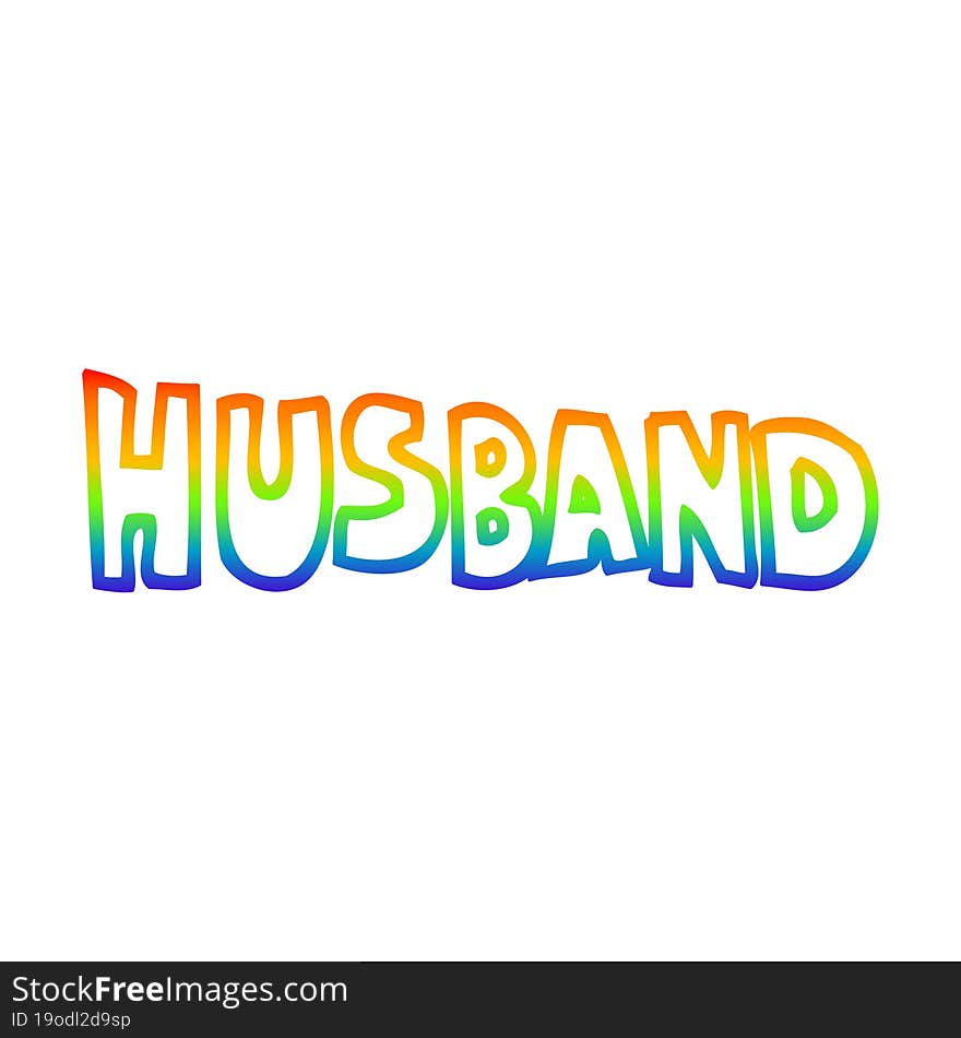 Rainbow Gradient Line Drawing Cartoon Word Husband