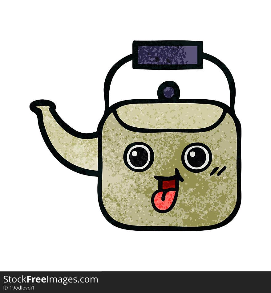 retro grunge texture cartoon kettle