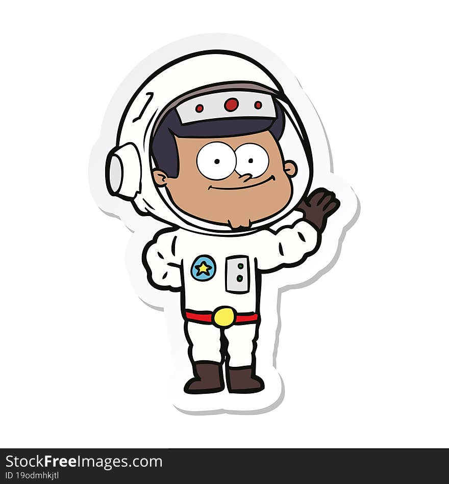 sticker of a happy astronaut cartoon