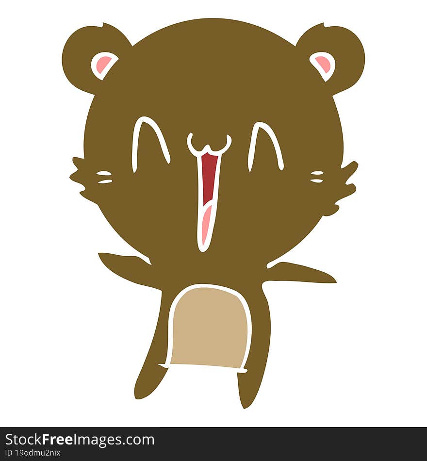 happy bear flat color style cartoon