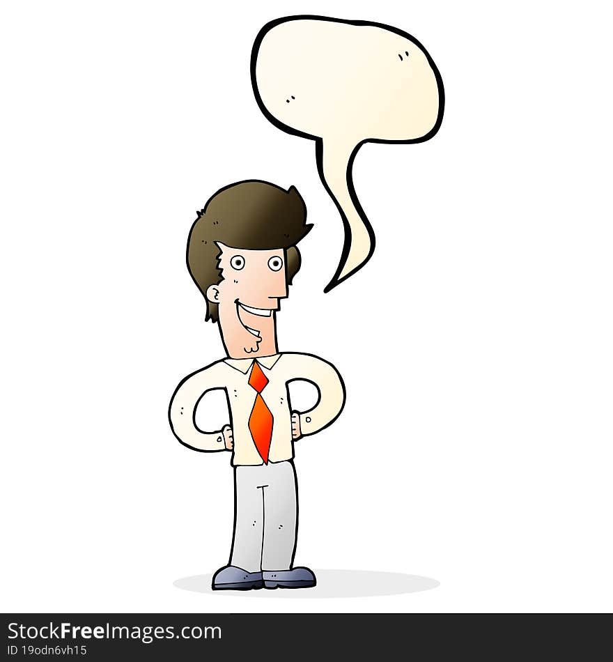 Cartoon Happy Man With Speech Bubble