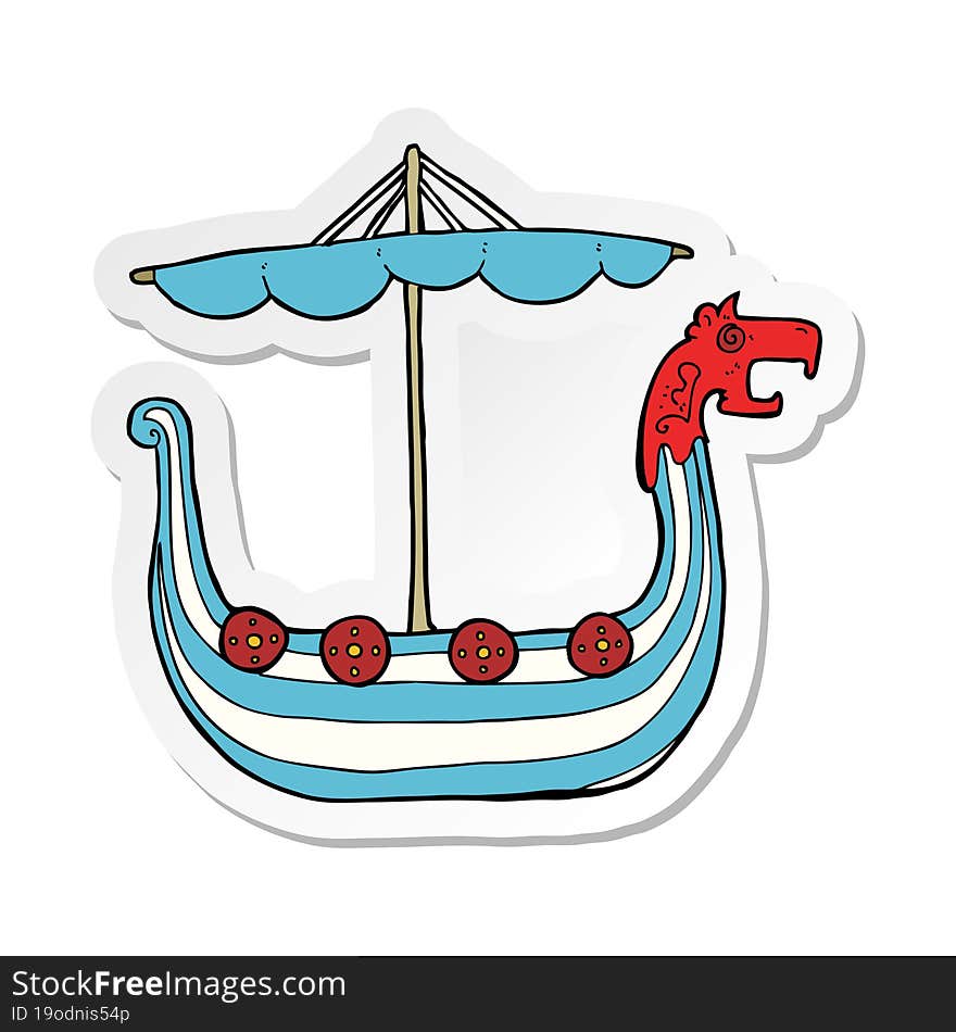 sticker of a cartoon viking ship