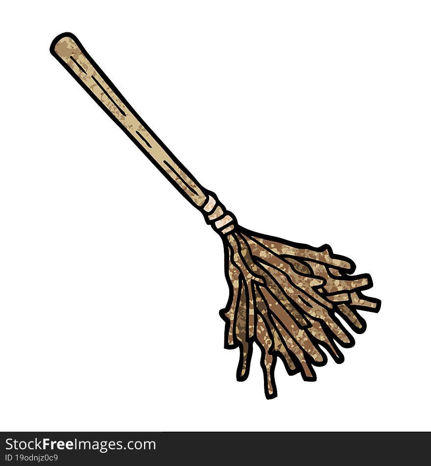 Grunge Textured Illustration Cartoon Witches Broomstick