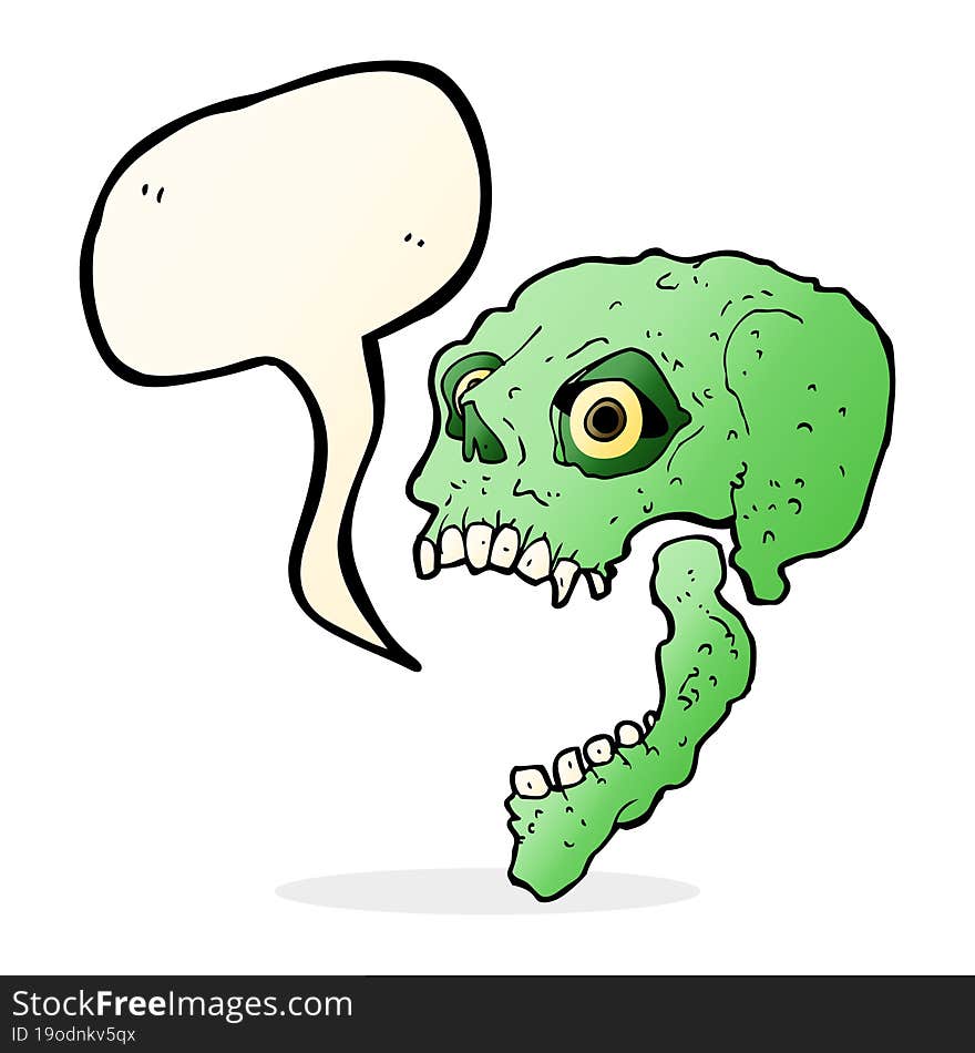 cartoon scary skull with speech bubble