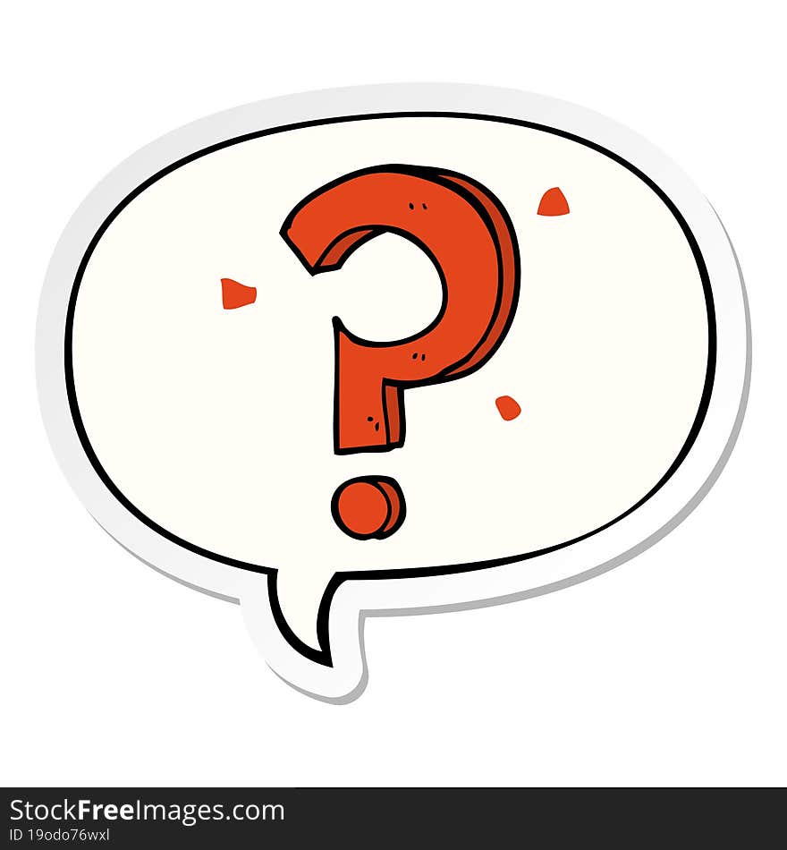 cartoon question mark and speech bubble sticker