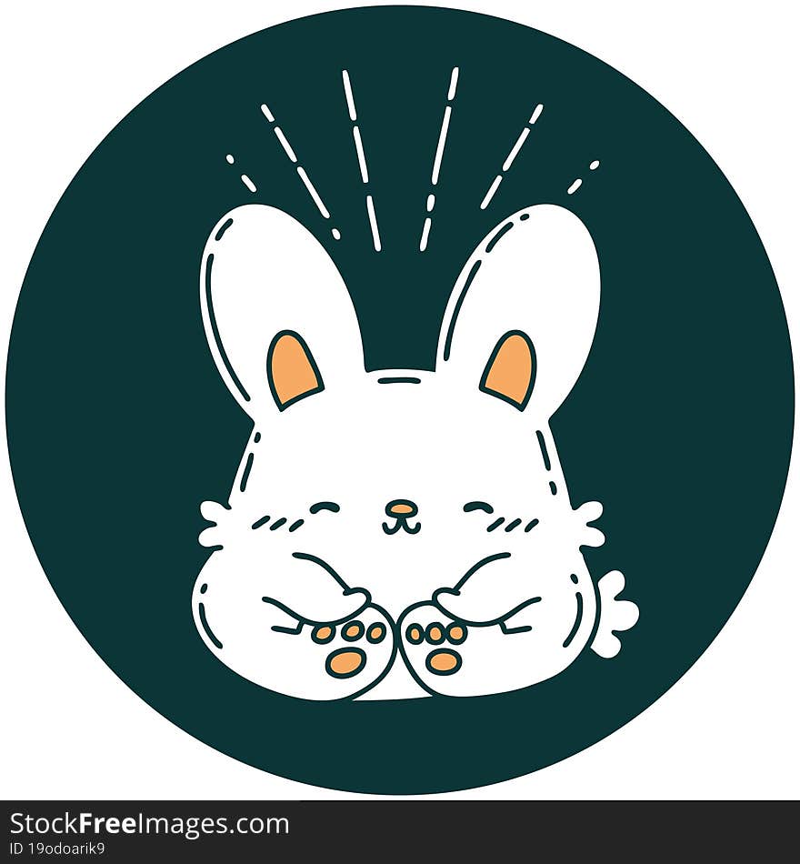 icon of a tattoo style happy rabbit