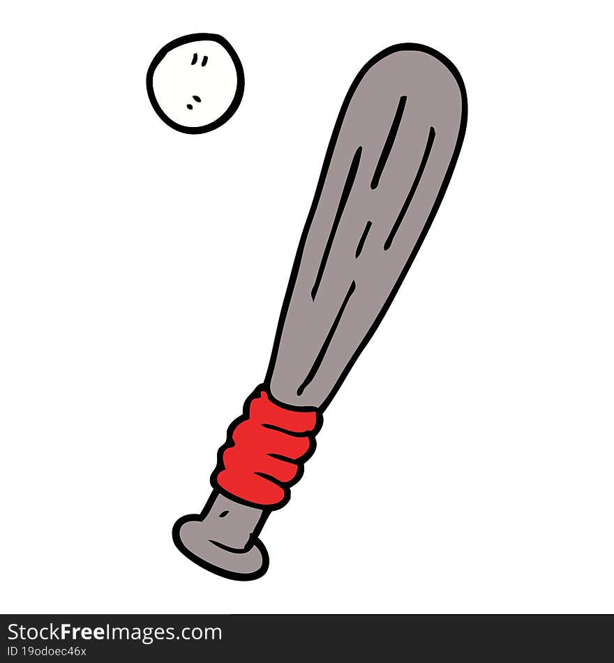 Cartoon Doodle Baseball Bat