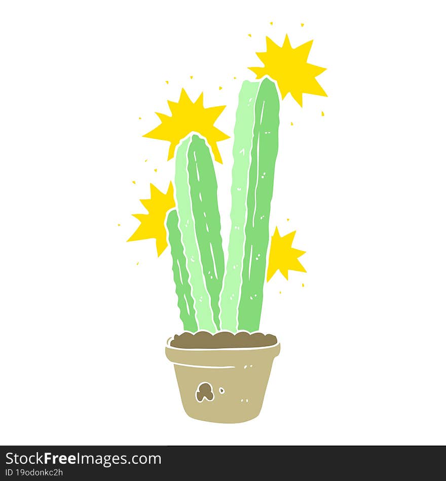 flat color illustration of a cartoon cactus