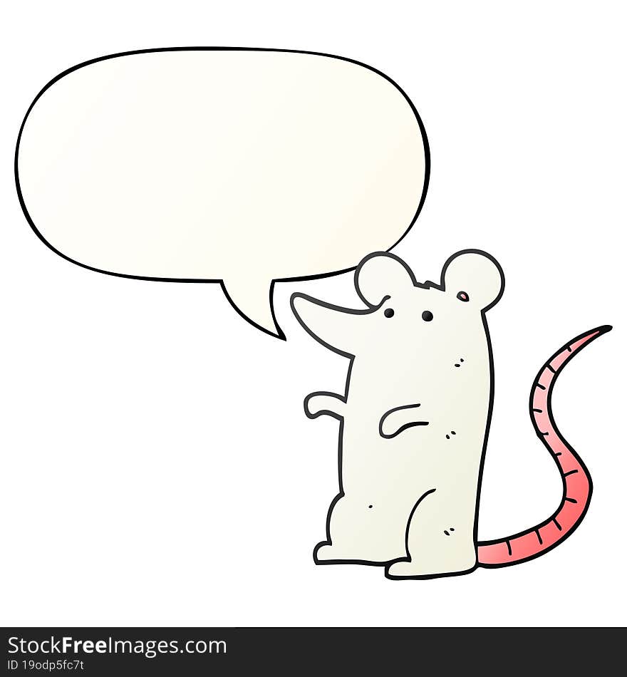 cartoon rat and speech bubble in smooth gradient style