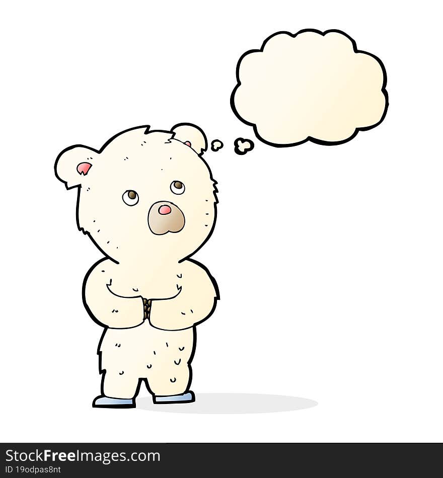 Cartoon Polar Bear Cub With Thought Bubble