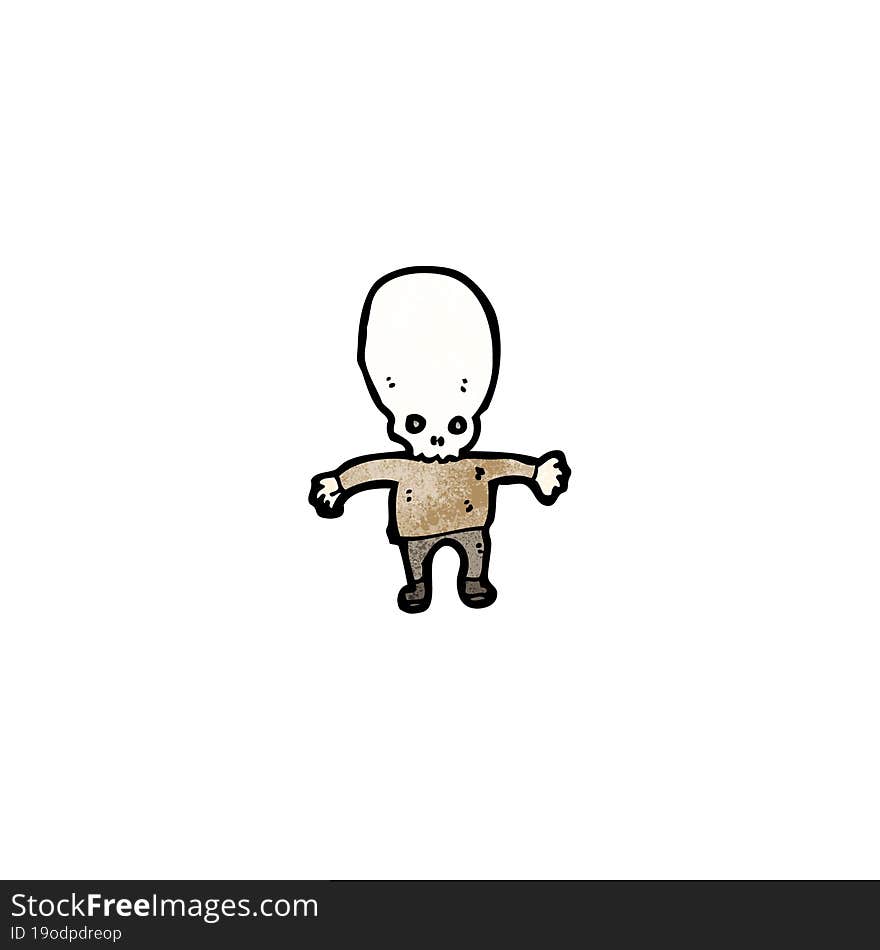 cartoon spooky skull head man