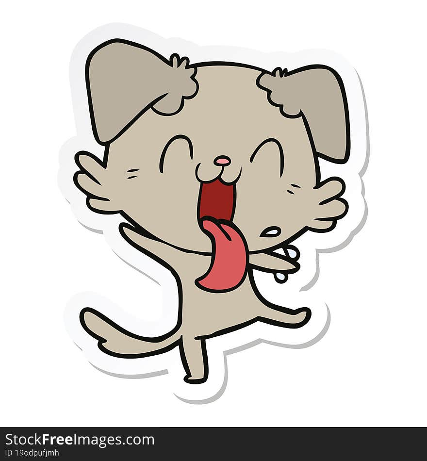 sticker of a cartoon panting dog