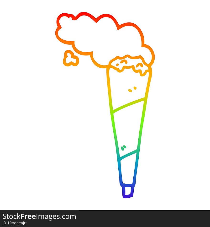 rainbow gradient line drawing cartoon smoking joint