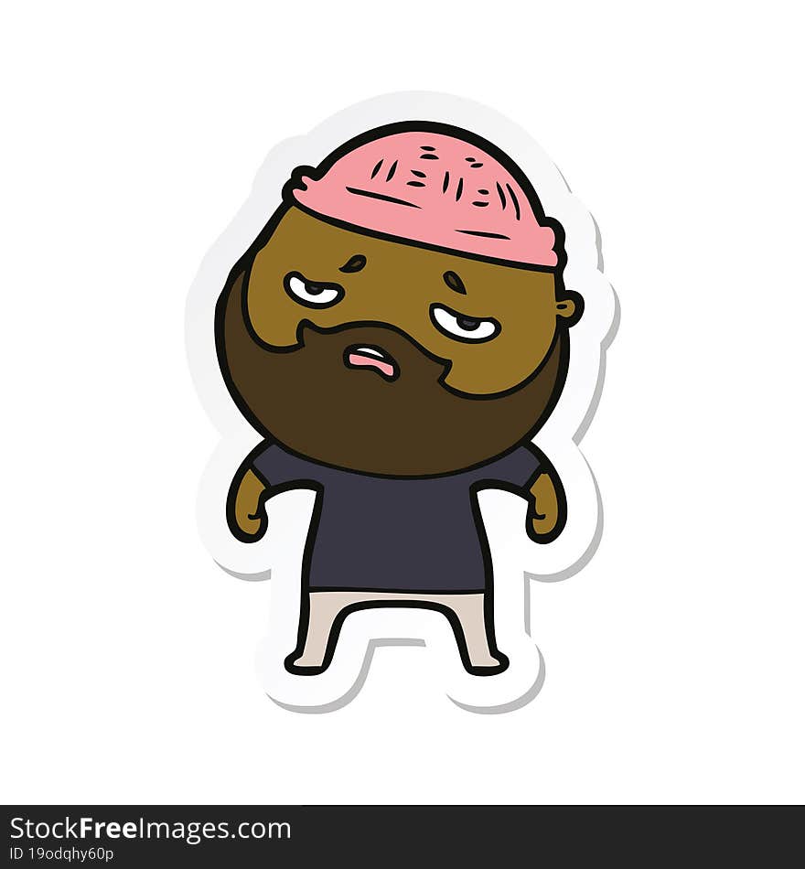 sticker of a cartoon worried man with beard