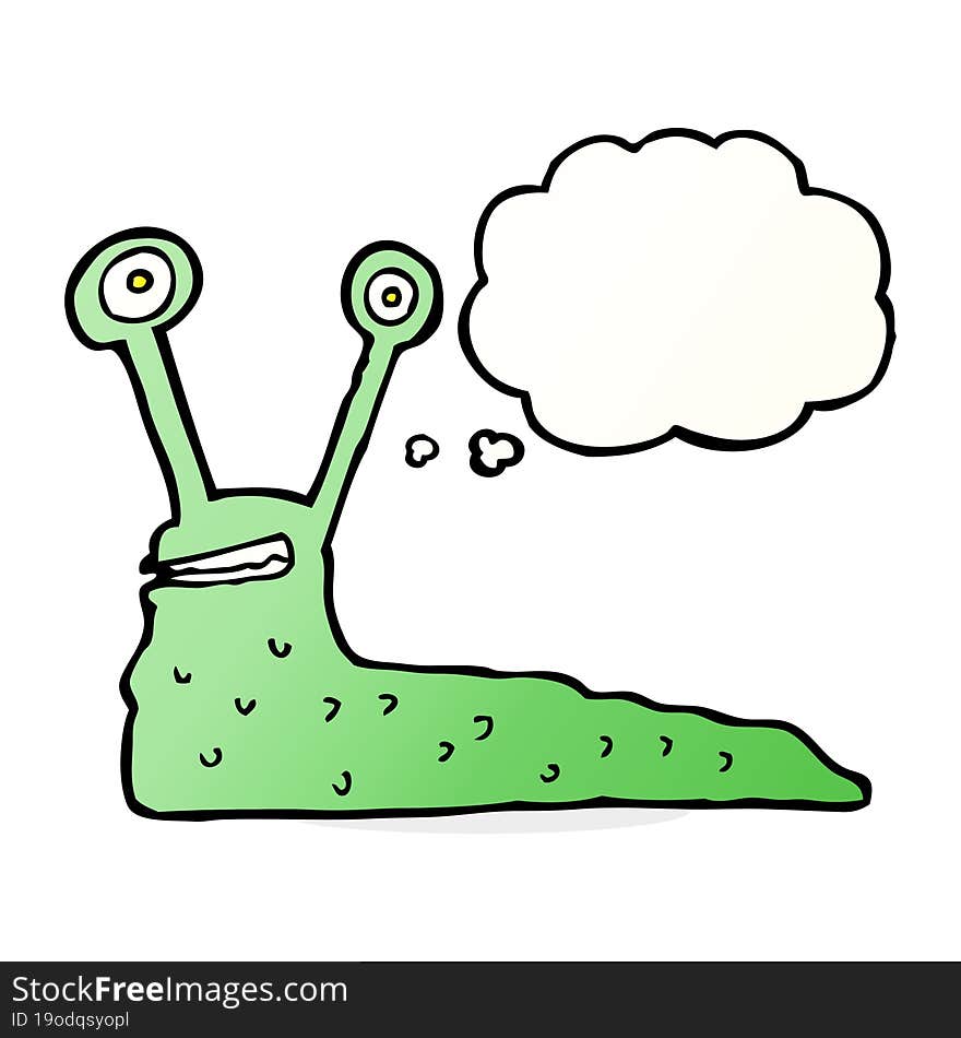 cartoon slug with thought bubble