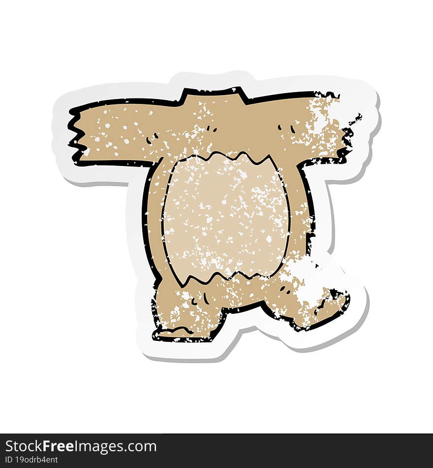 Retro Distressed Sticker Of A Cartoon Teddy Bear Body (mix And Match Cartoons