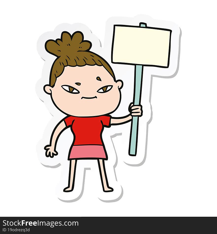 sticker of a cartoon woman