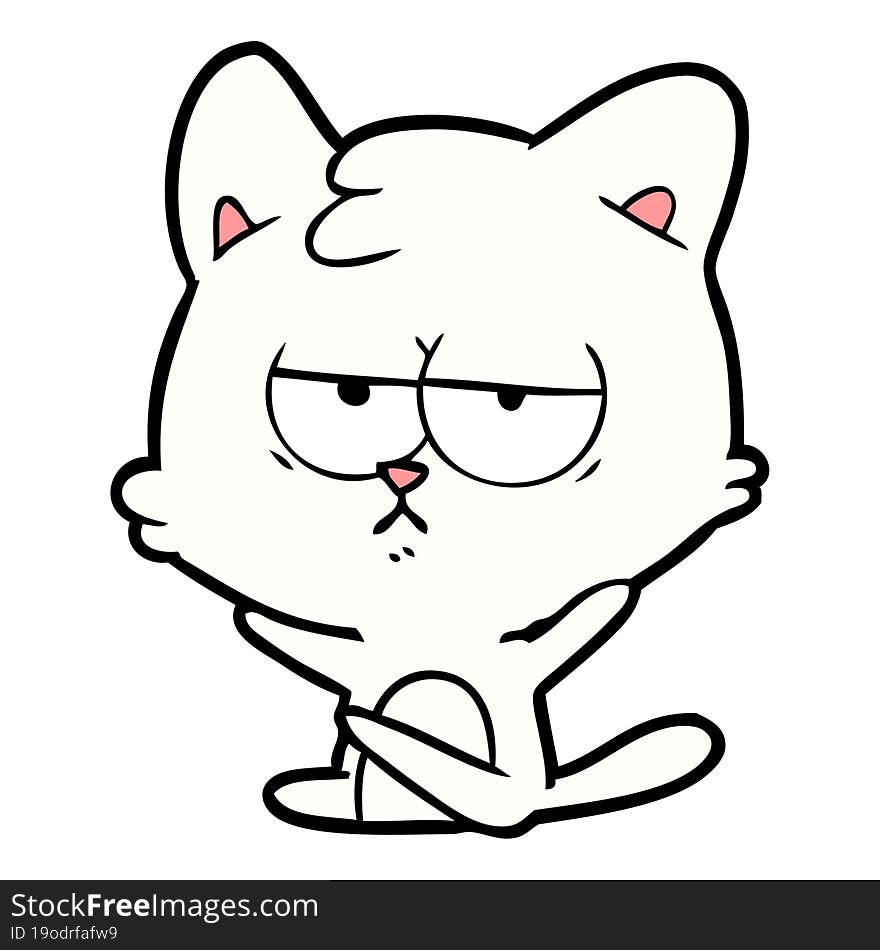 bored cartoon cat. bored cartoon cat