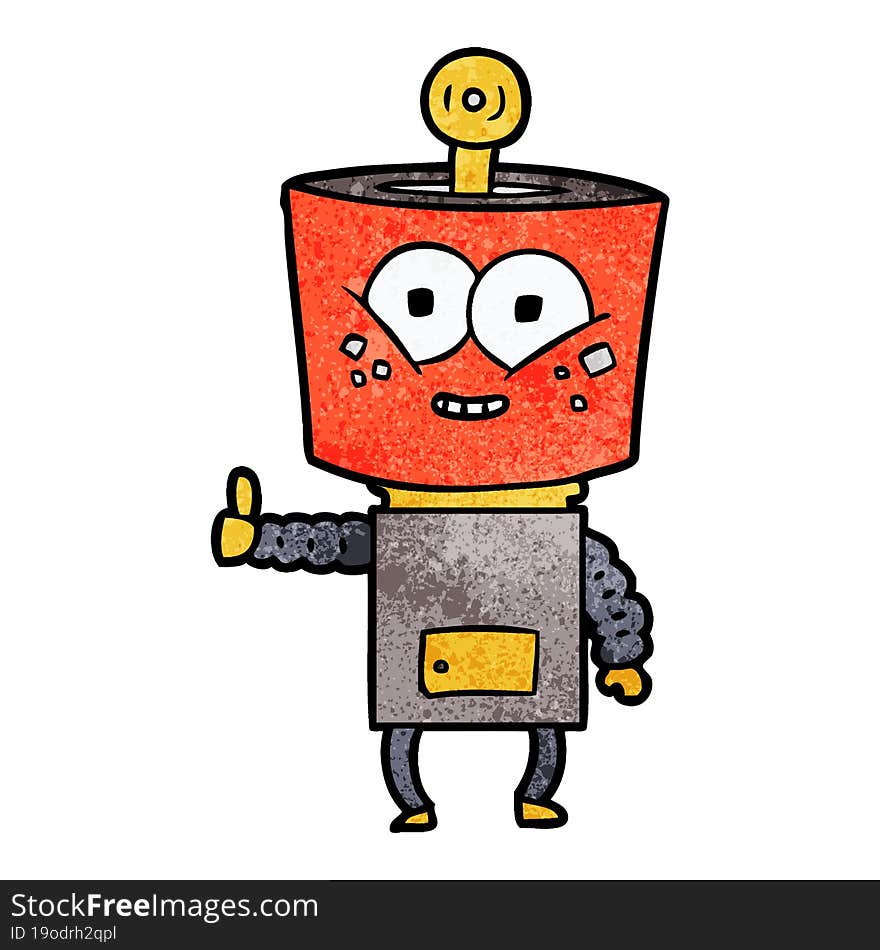 happy cartoon robot giving thumbs up. happy cartoon robot giving thumbs up