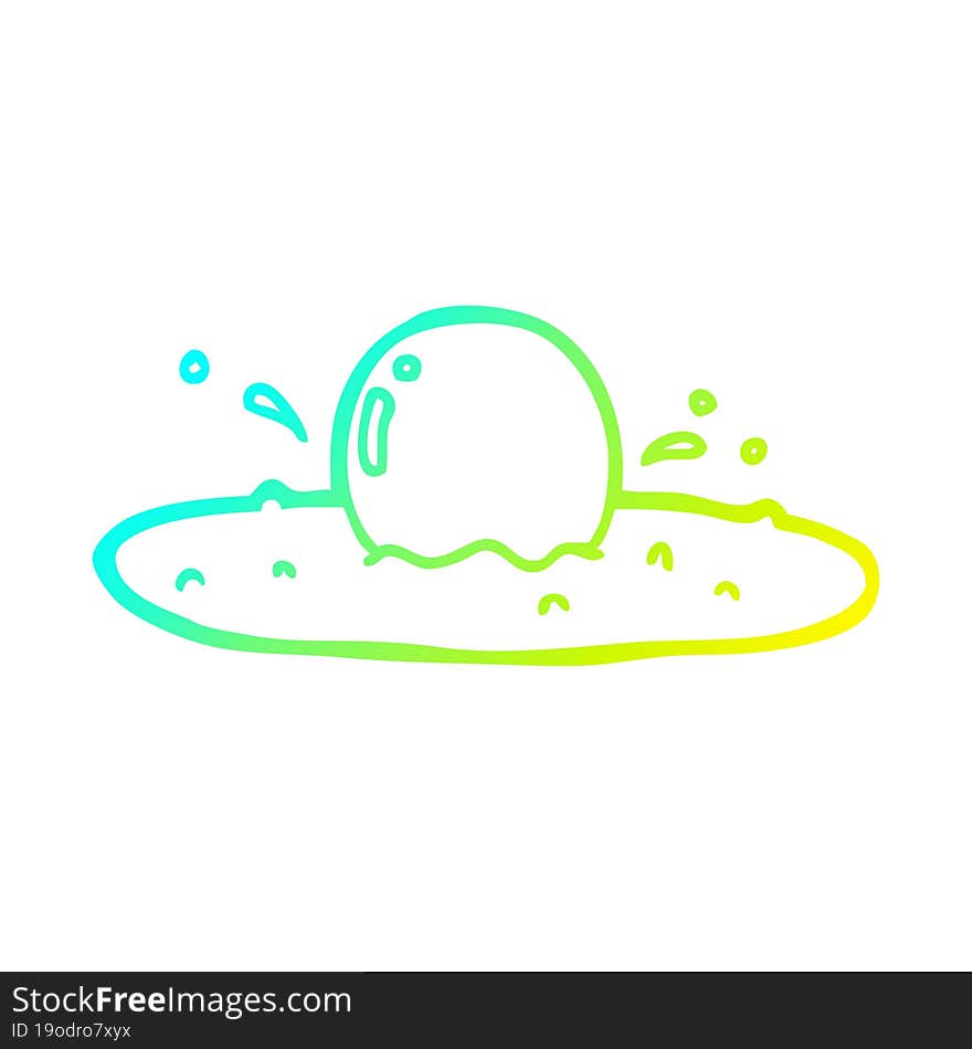 cold gradient line drawing cartoon fried egg