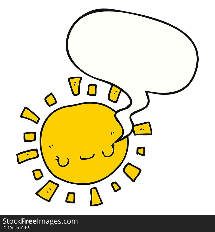 cartoon sun with speech bubble. cartoon sun with speech bubble