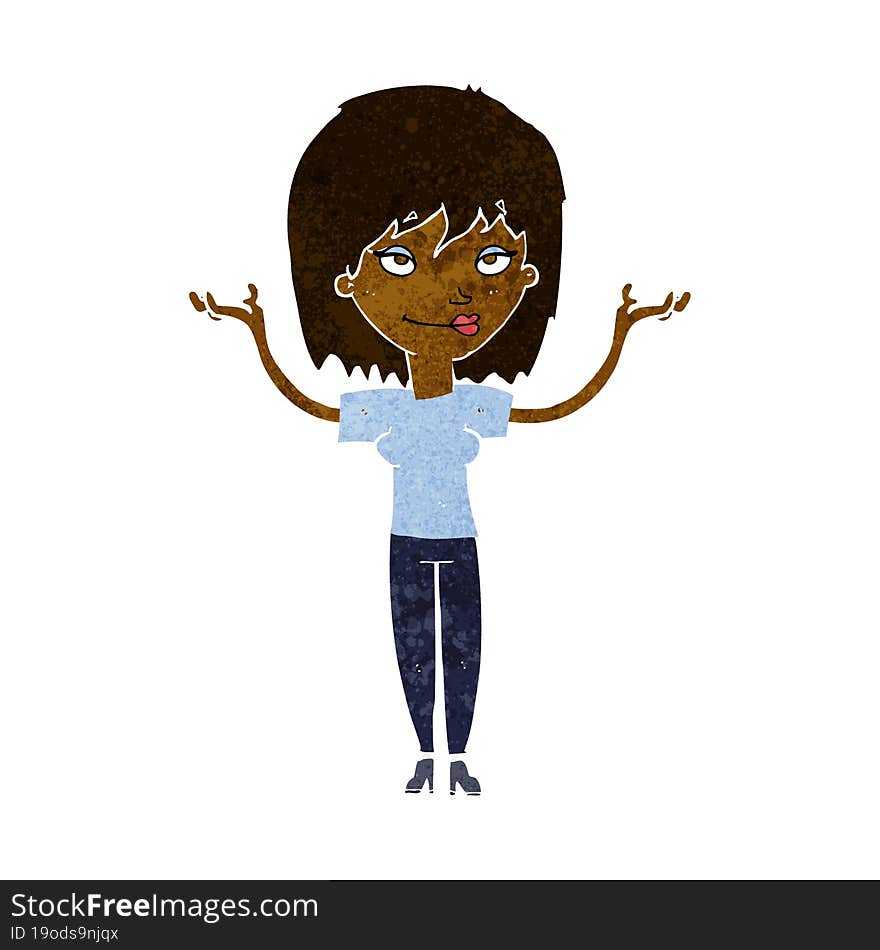 cartoon woman shrugging