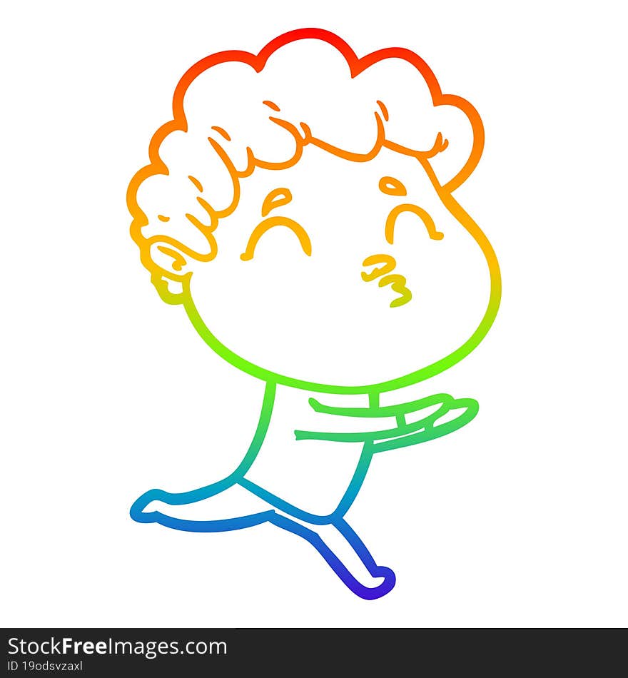 rainbow gradient line drawing cartoon man pouting