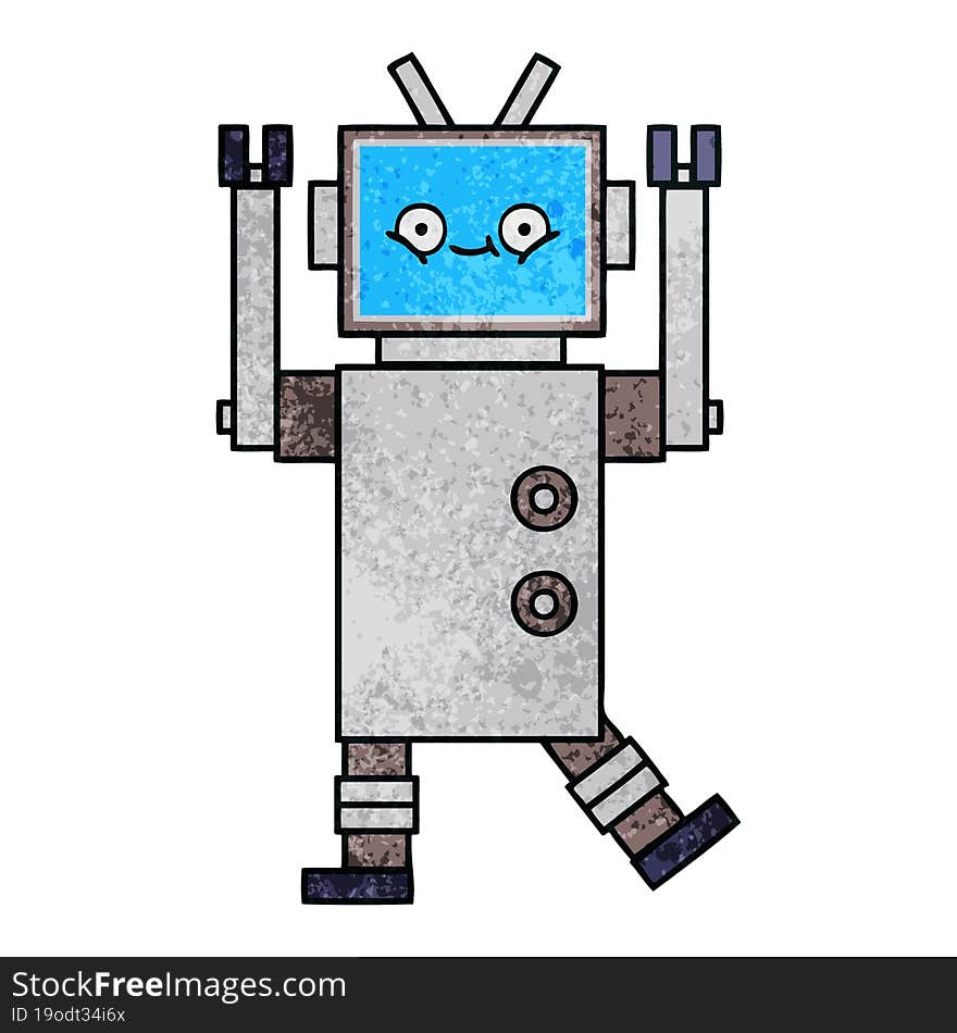 Retro Grunge Texture Cartoon Robot