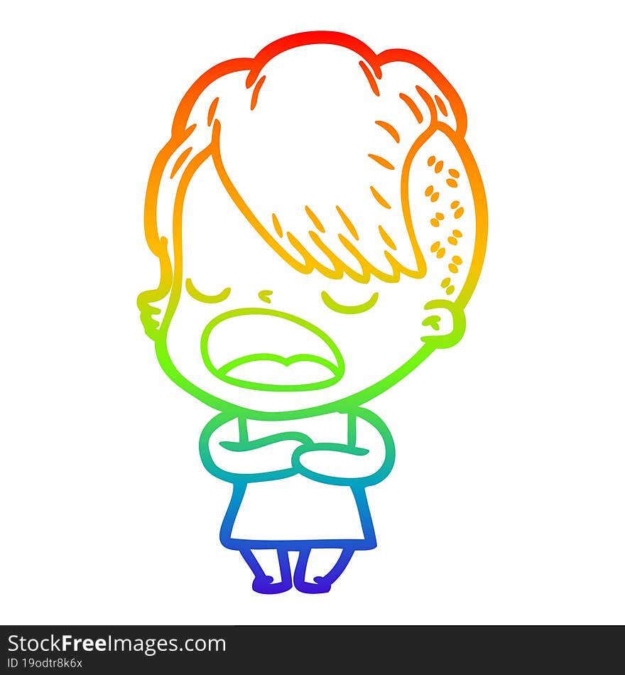 rainbow gradient line drawing cartoon cool hipster girl talking