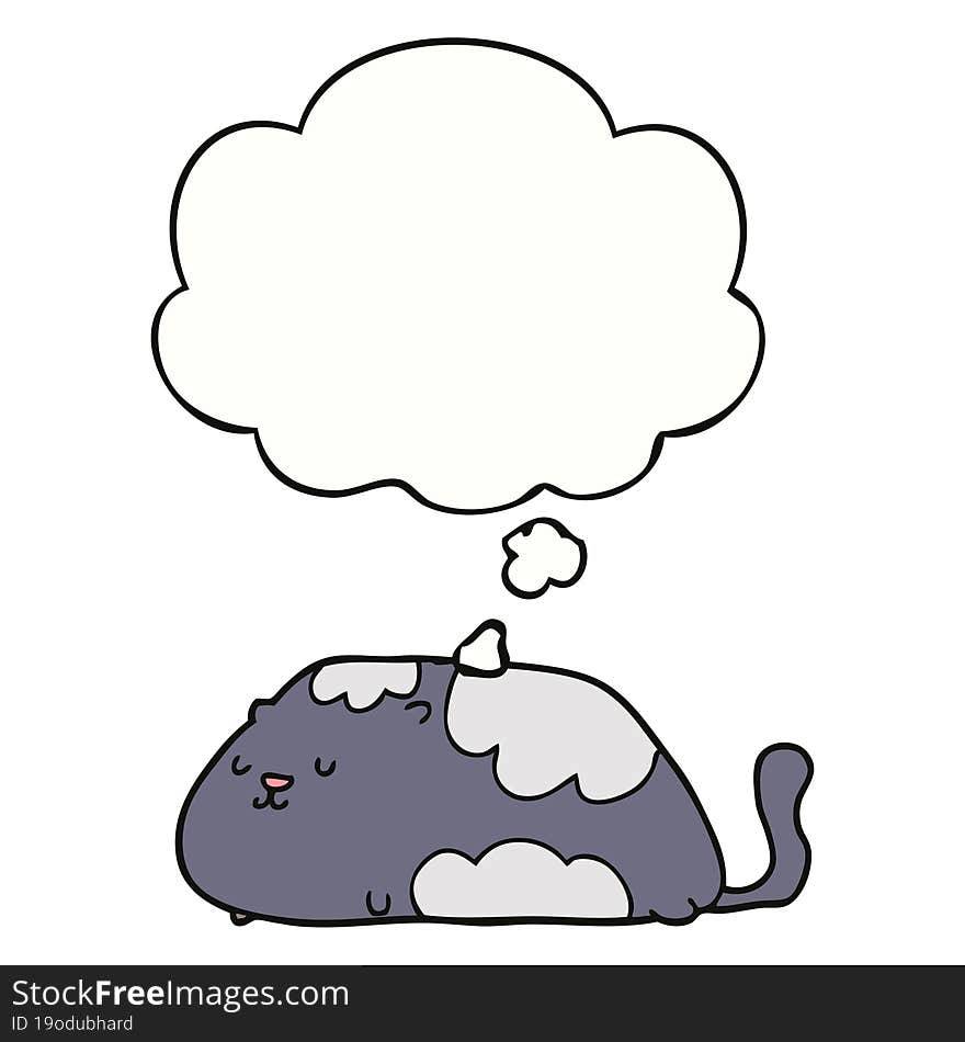 cartoon cat with thought bubble. cartoon cat with thought bubble