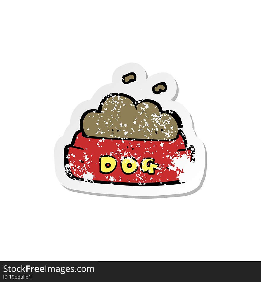 retro distressed sticker of a cartoon dog food