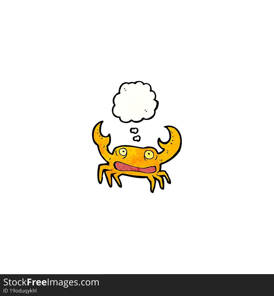 cartoon crab with thought bubble