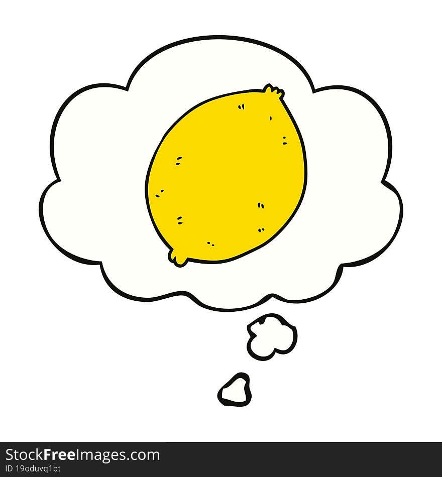 cartoon lemon and thought bubble