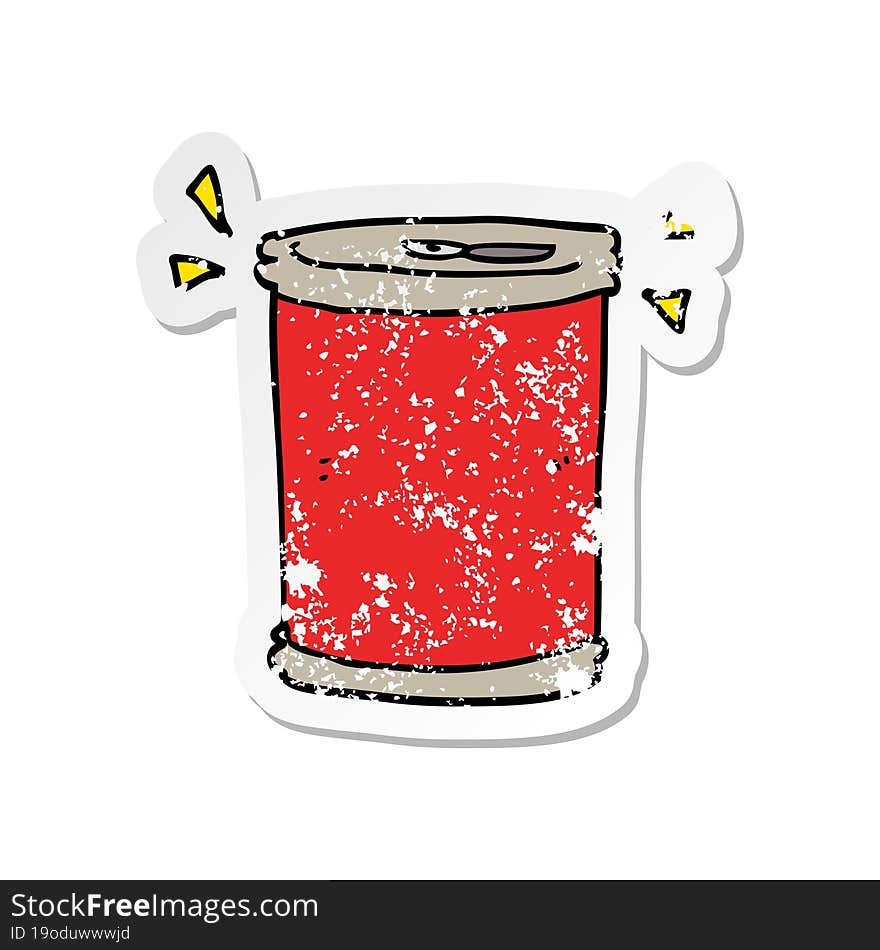 Distressed Sticker Of A Cartoon Soda Can