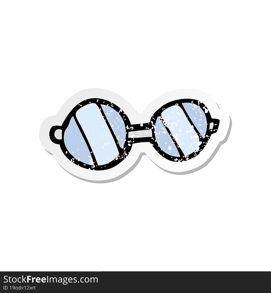 retro distressed sticker of a cartoon glasses