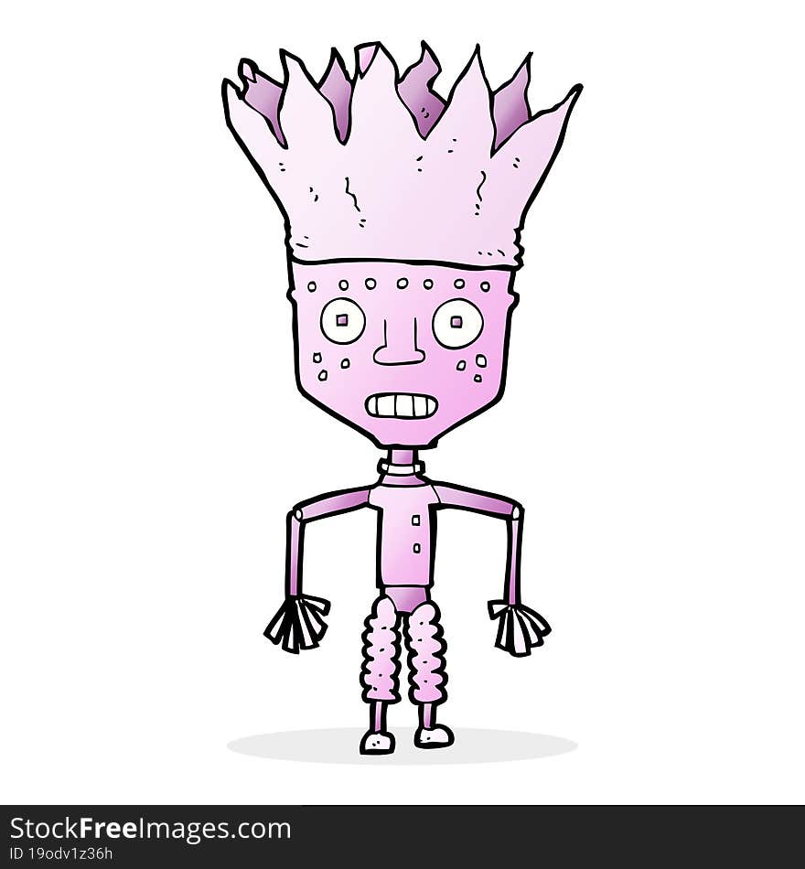 funny cartoon robot wearing crown