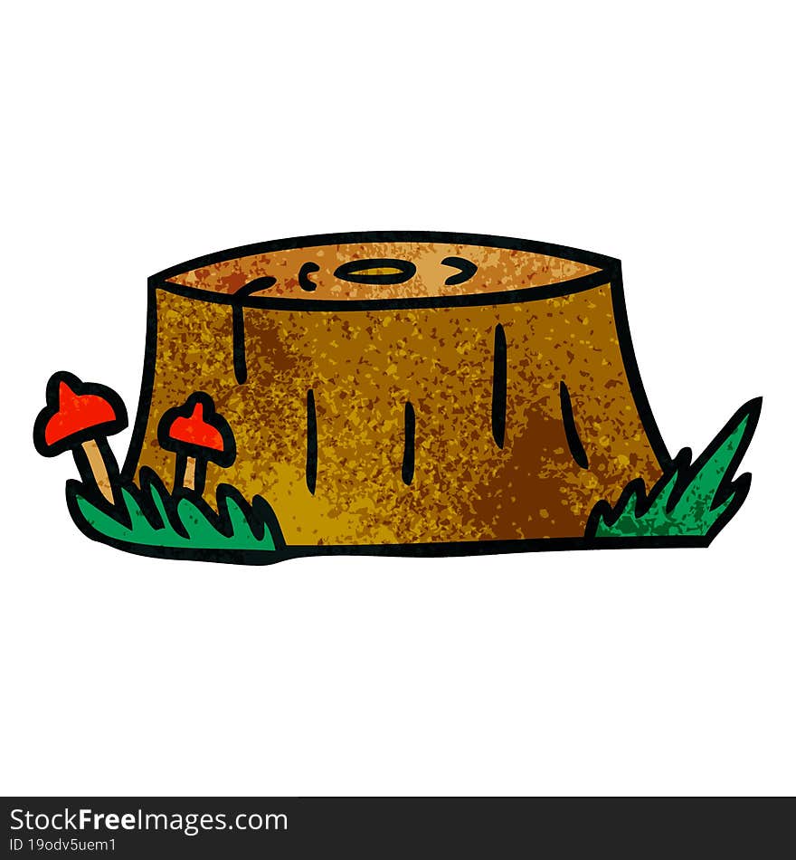 Textured Cartoon Doodle Of A Tree Log