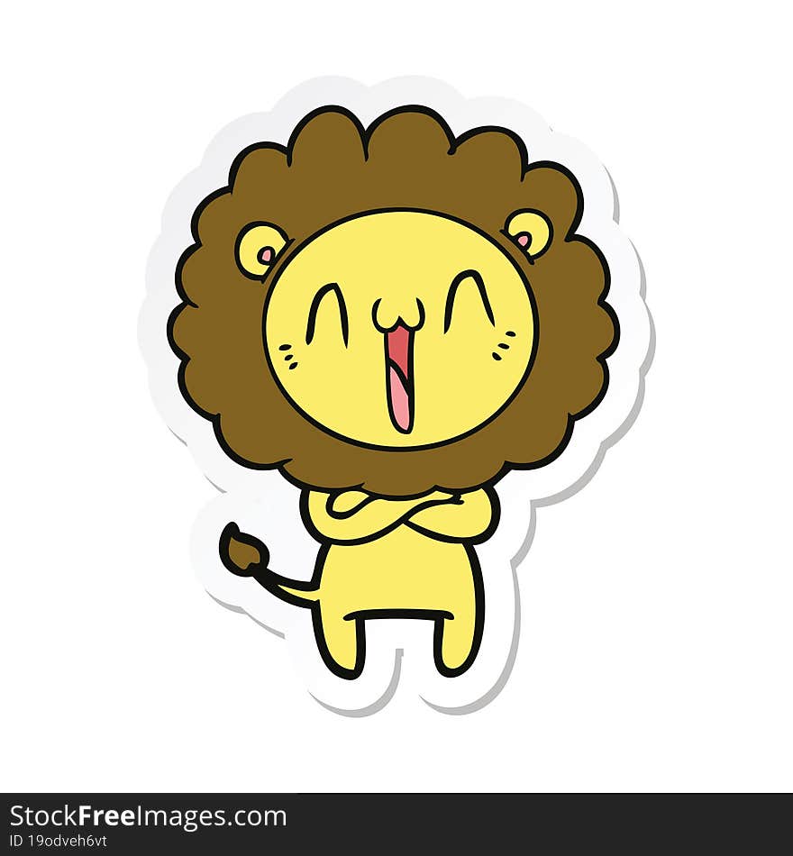 sticker of a happy cartoon lion