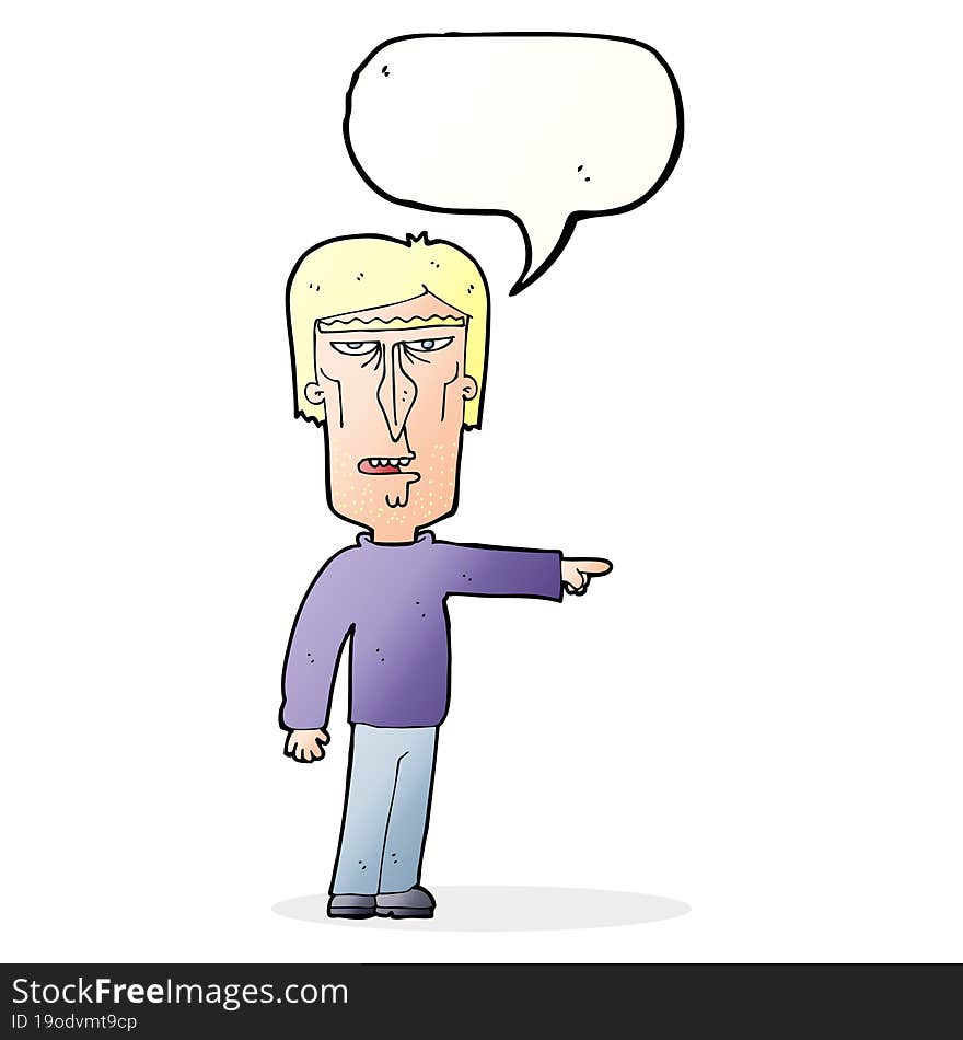 cartoon pointing man with speech bubble