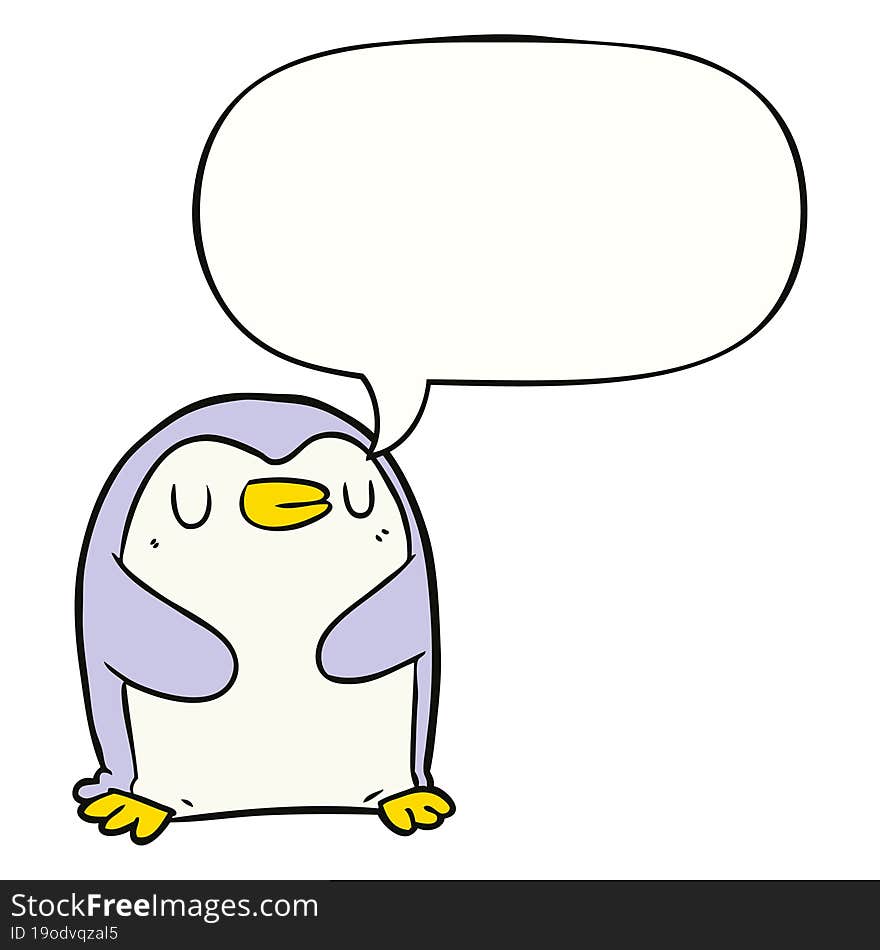 cartoon penguin and speech bubble