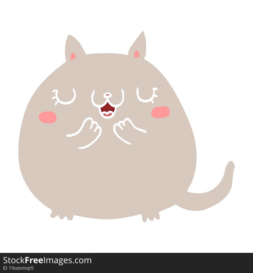 flat color style cartoon cute cat