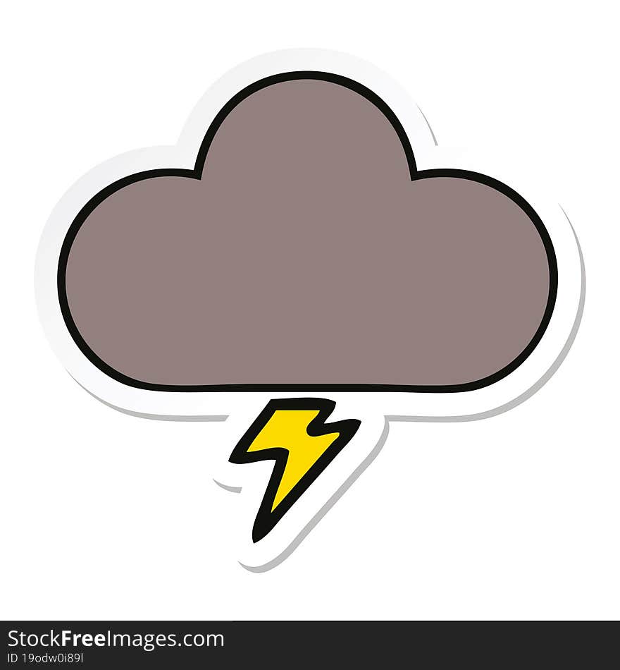 sticker of a cute cartoon storm cloud