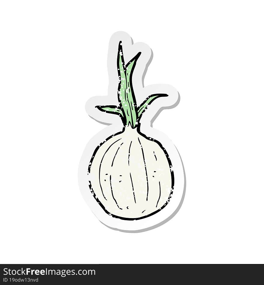 retro distressed sticker of a cartoon onion