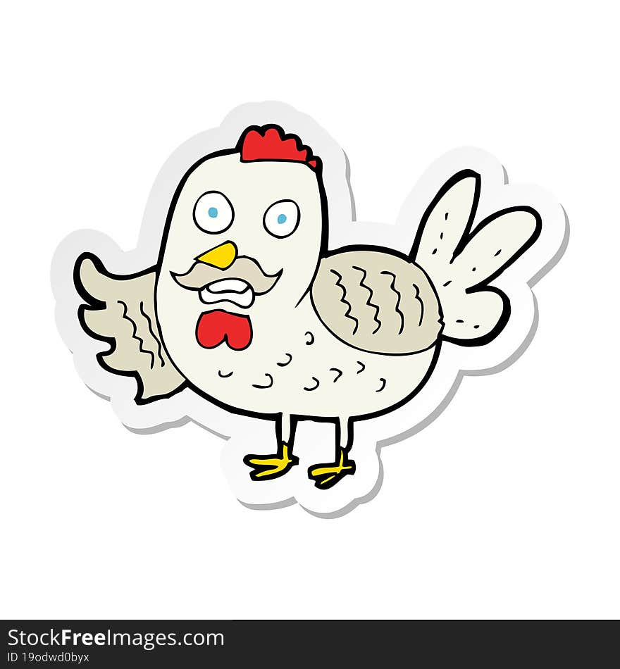 Sticker Of A Cartoon Old Rooster