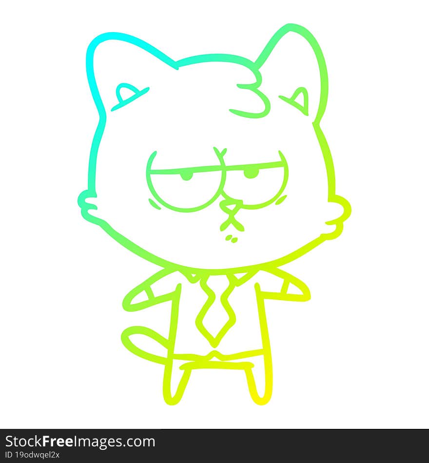 cold gradient line drawing bored cartoon cat